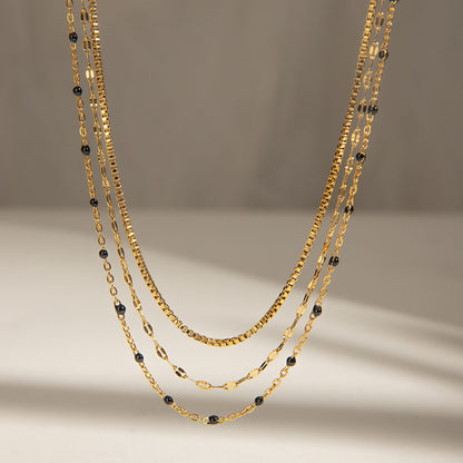 Chris Layered Black Beaded Necklace