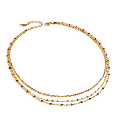 Chris Layered Black Beaded Necklace