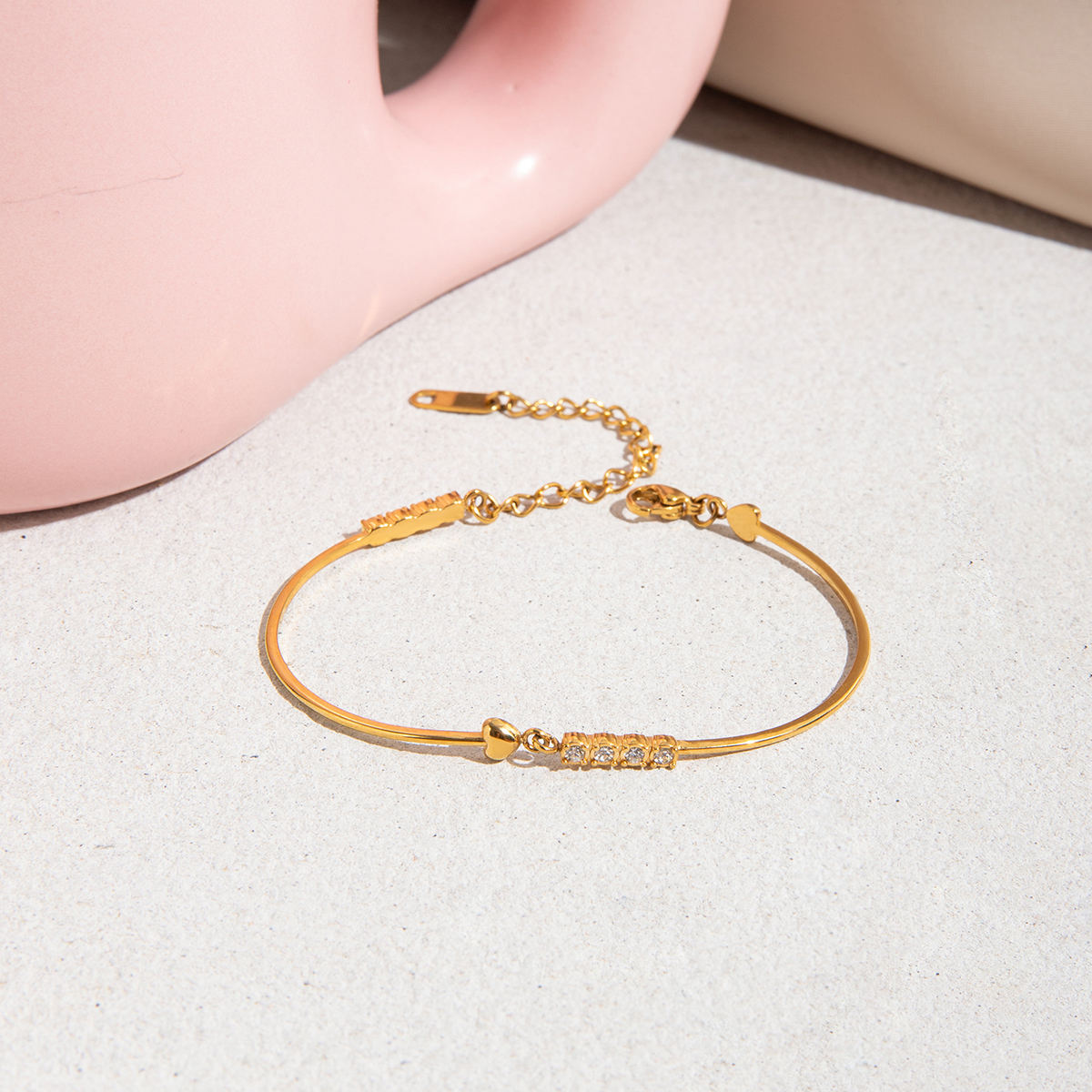 Classic White Diamond Heart Bangle