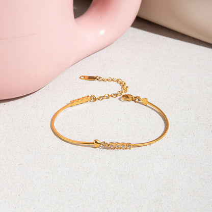 Classic White Diamond Heart Bangle